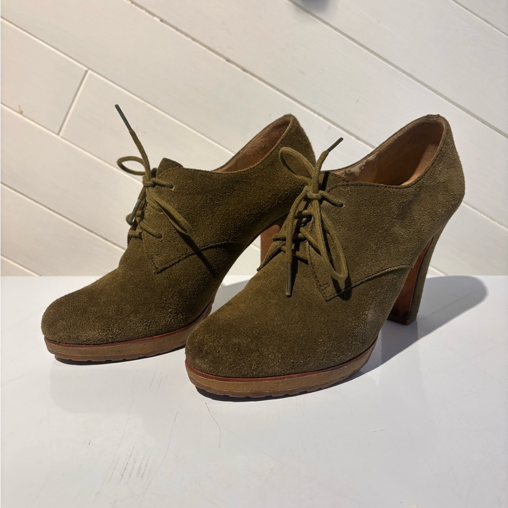Talbots Green Suede Lace-Up Pumps